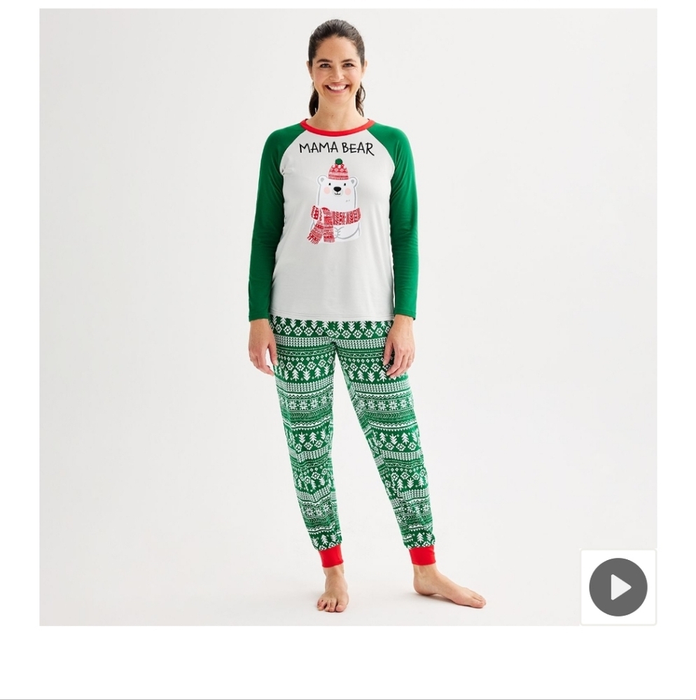 Holiday " Mama Bear" Pajama Top & Jogger Set